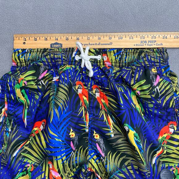 Native Youth Swim Trunks Shorts Mens 32 Blue Tropical Macaw Parrot Bird Pockets - Picture 8 of 14